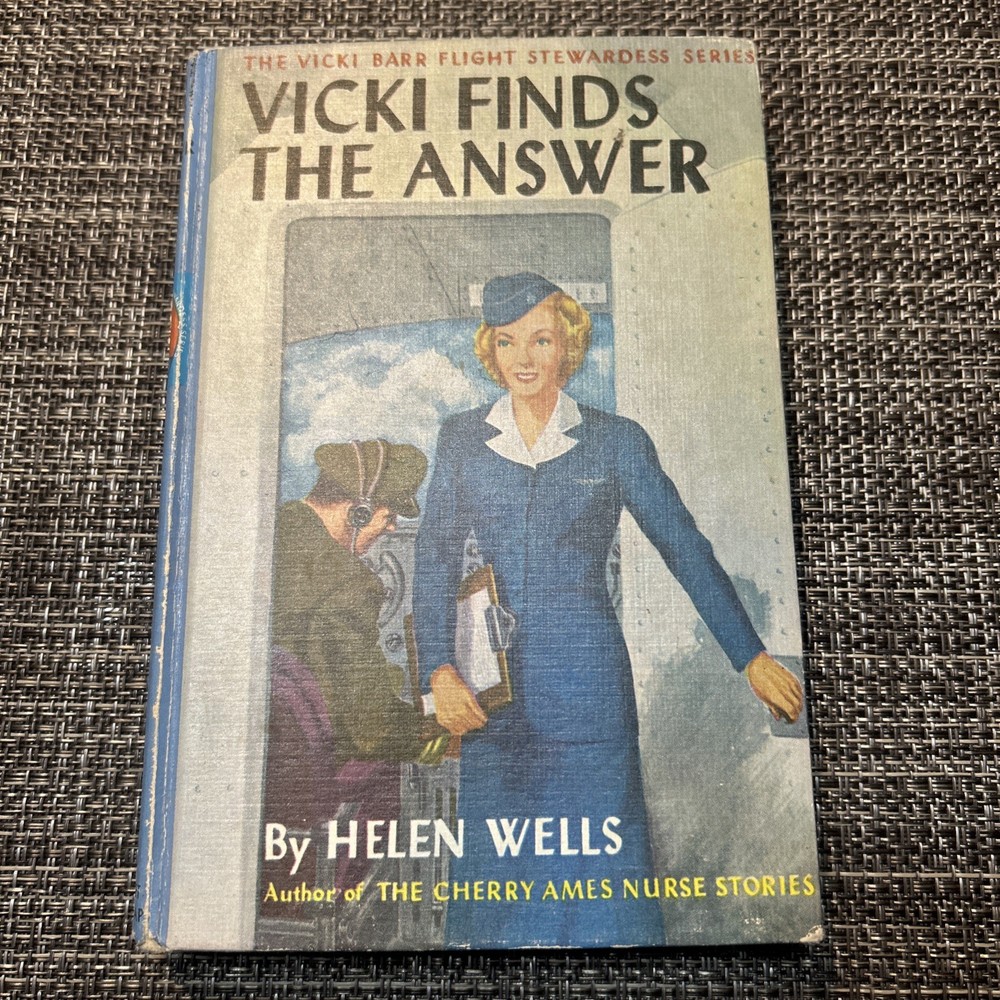 Vicki Finds the Answer Hardcover Book Helen Wells Flight Stewardess Series 1947
