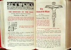 ANTIQUE CATHOLIC LATIN ENGLISH MISSAL; FINE BINDING; TLM BRIGHT GILT; CA.. 1960