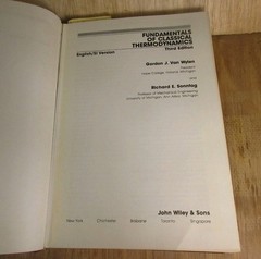 Fundementals of Classical Thermodynamics 3rd Edition Textbook 1986