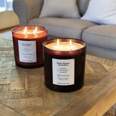 Warm Leathered Amber Scented 4-Wick 80Oz (2.26 Kg) Large Oversized Jar Candle