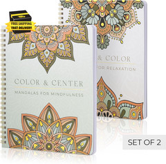 Beautiful Adult Coloring Book Set of 2 for Relaxation – Mandala Coloring Books w