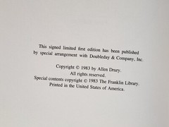 Decision: Allen Drury. Franklin Library. SIGNED First Edition Leather. 1983