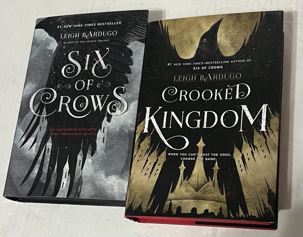 Crooked Kingdom Six of Crows by Leigh Bardugo (2 Hardcover) Colored Pages VG