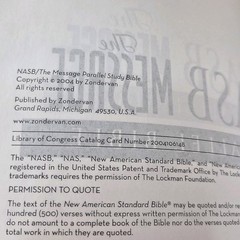 NASB / The Message Parallel Bible by Zondervan Staff 2004, Black Bonded Leather