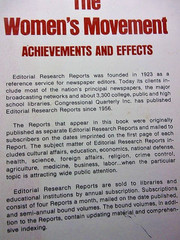 The Women’s Movement Editorial Research Reports 1977 Softcover 168 Pages VGC