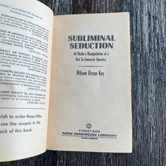 SOLD AS-IS Subliminal Seduction by Wilson Bryan Key 1974 Signet Book Musty Odor