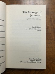 The Message of Jeremiah (Bible Speaks Today) by Kidner 1987