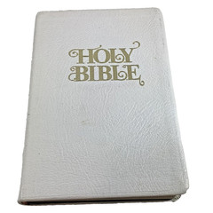 Holy Bible KJV 1970 National Bible Press White Bonded Leather VG 8.75″ x 5.75″