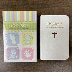 Childrens Pocket New Testament Psalms White Bonded Leather Dedication Gift Bible