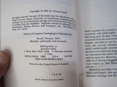 Marxism: Philosophy and Economics by Thomas Sewell PB 1986 Quill William Morrow