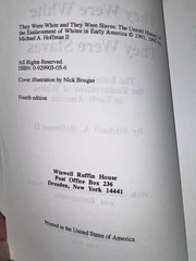 They Were White and They Were Slaves Michael A Hoffman II 4th Ed 1992 History