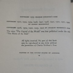 Charles Scribner’s Sons The Hemingway Reader Ernest Hemingway Hardcover 1953