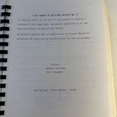 Hot Springs South Dakota SD Cookbook Vintage 1983 Black Hills house wife cookie