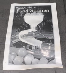 B9 VICTORIO VKP250 MANUAL RECIPE BOOK DELUXE FOOD STRAINER REPLACEMENT 12 PAGES