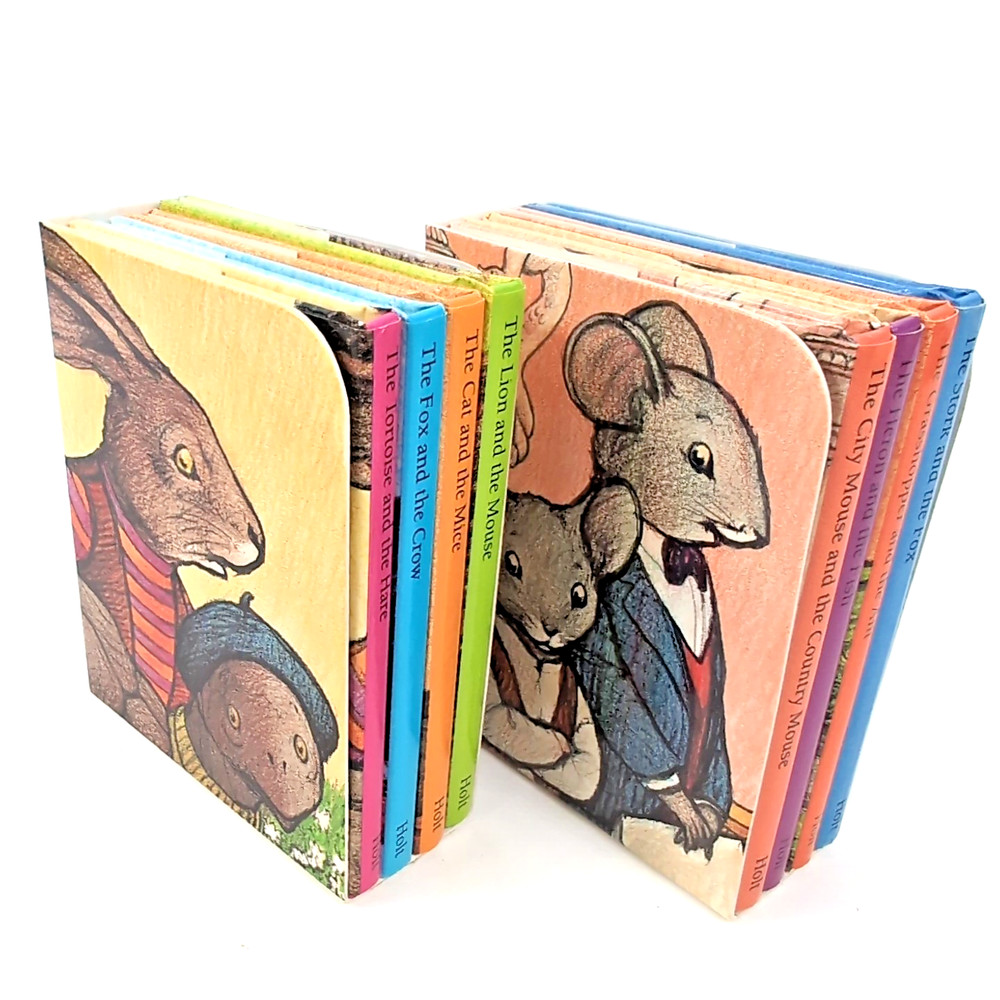 RARE 2 Box Sets 1993 MINI Aesop’s Fables Mouse Cat Fox Illustrated Graham Percy