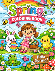 Spring Coloring Book for Kids 26 Pages Cute Animals Easy Fun