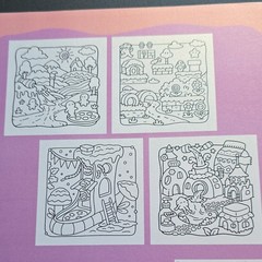 Lot of 4 Adult Coloring Books Paperback Spring Moments, Cozy Eras, Fuzzy in Love