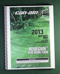 2013 Can-Am Renegade 500 Owner’s Manual: 156 Pages & Protective Covers