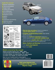 Subaru Forester 2008-2018, Liberty / Outback 2009-2019 Repair Manual (89712)