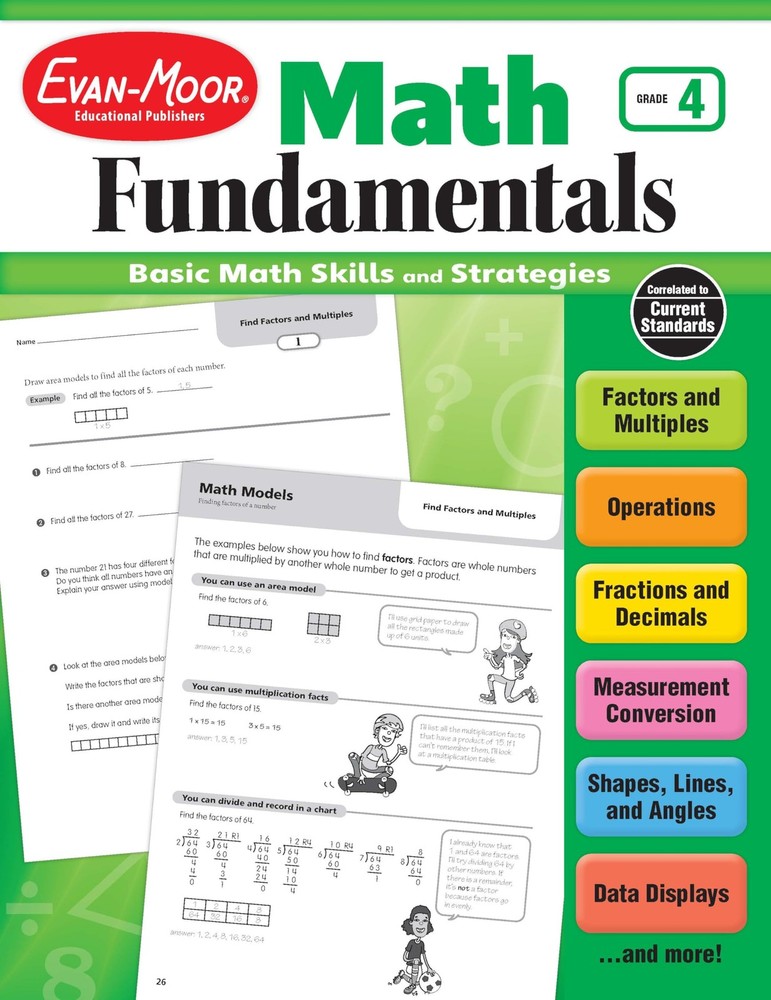 Evan-Moor Math Fundamentals Workbook, Teacher Reproducibles, 224 Pages, Grad…