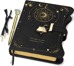Faux Leather Diary with Star Lock – 360 Kraft Pages & Keepsake Pockets