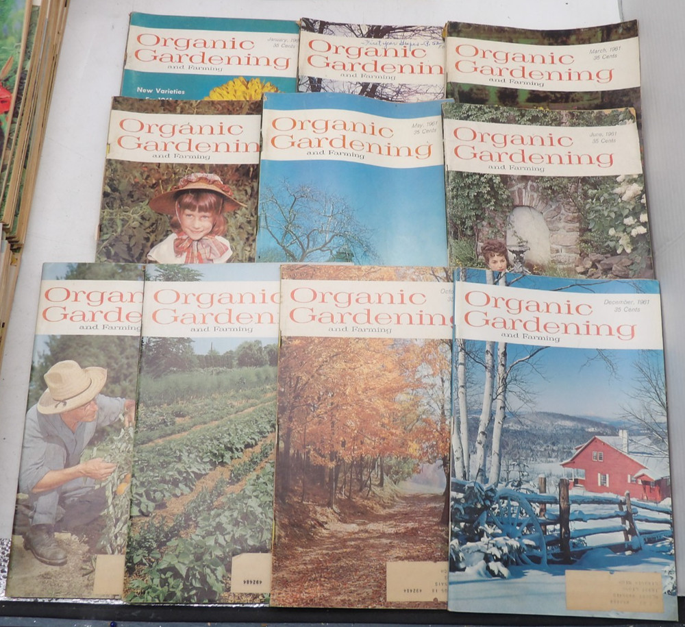 Lot of 10 Vintage Organic Gardening and Farming Magazines 1961