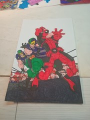 (1) Pre-owned 14 Colored Pages From Deadpool Coloring Book.