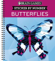 Brain Games – Sticker by Number: Butterflies – 2 Books in 1 (42 Images to Sticke