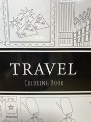 Adult Travel Coloring Book 100 pages, 47 Coloring pages, Inspirational Quotes