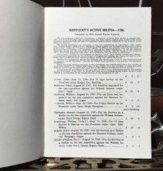 KENTUCKY’S ACTIVE MILITIA 1786, by Cannon, 1965, Genealogy