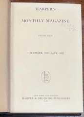 Harper’s Monthly Magazine Vol 144 – Dec 1921 to May 1922 – Hardcover
