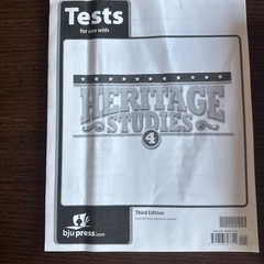 BJU Press Heritage Studies 4 Test 3rd Edition Test Package