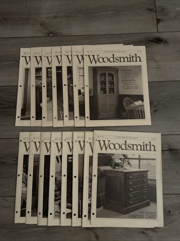 VINTAGE LOT OF 15 ISSUES WOODSMITH NOTES FROM THE SHOP WOODWORKING #61-75