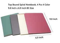 4pcs Spiral Notebook Aesthetic Supplies Top Bound B5 7mm College Ruled 9.8 In…