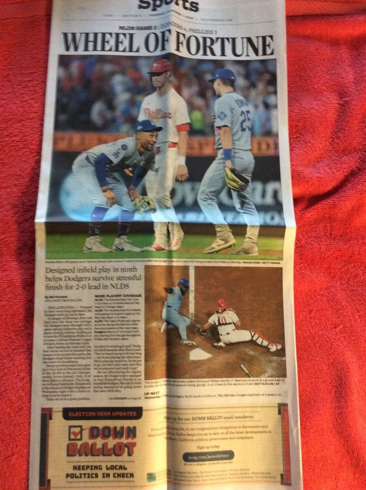 DAILY BREEZE SPORTS SECTION OCTOBER 7 2025 DODGERS MOOKIE BETTS