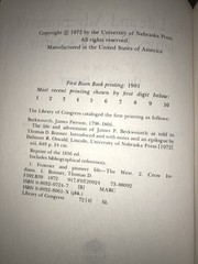 The Life and Adventures of James P Beckwourth as told to Thomas D. Bonner (1972)