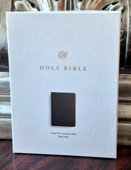 ESV Large Print Compact Bible, Red Letter (Buffalo Leather, Deep Brown) NEW
