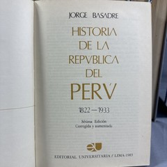 Historia De La Republica Del Peru 1822-1933 Books 9 Volumes 1 -10 Missing Vol 2