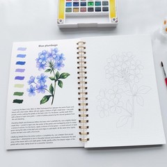 Watercolor Workbook 15 Beautiful Flowers Paintings for Adults &Teens Beginners,W