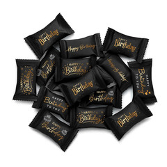 Happy Birthday Buttermints Candy 100 Count 13 Oz. Black and Gold Individually Wr