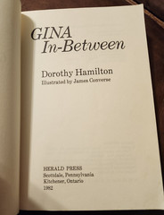Gina In-Between, by Dorothy Hamilton, PB, 1982, Illustrated, Herald Press