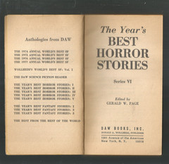 THE YEAR’S BEST HORROR STORIES SERIES VI -ED: GERA;D W.PAGE -DAW# 297 -1978-1st