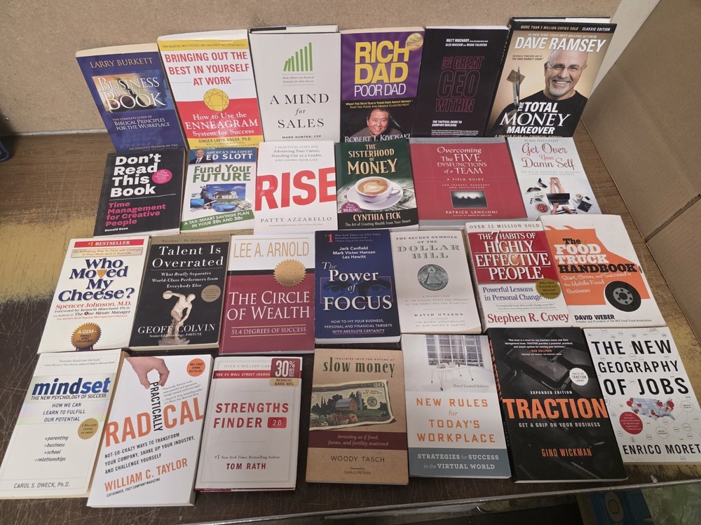 50 Business Books Lot Rich Dad Covey Ramsey Drucker Leadership Finance CEO