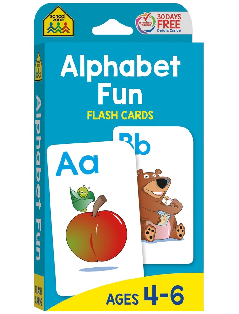 School Zone Alphabet Fun Flash Cards: 56 Cards, Preschool, Large