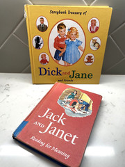 2 Vtg Books Storybook Treasury Dick & Jane Jack & Janet Hardcover 50s Read Funny