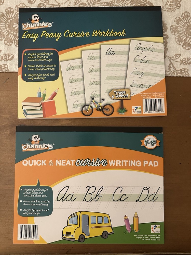 Channie’s Quick & Neat Alphabet Writing Pad + Easy Peasy Cursive Notebook