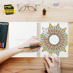 Beautiful Adult Coloring Book Set of 2 for Relaxation – Mandala Coloring Books w