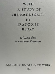 The Book of Kells Francoise Henry, w/Slipcase, 1974 First American Edition