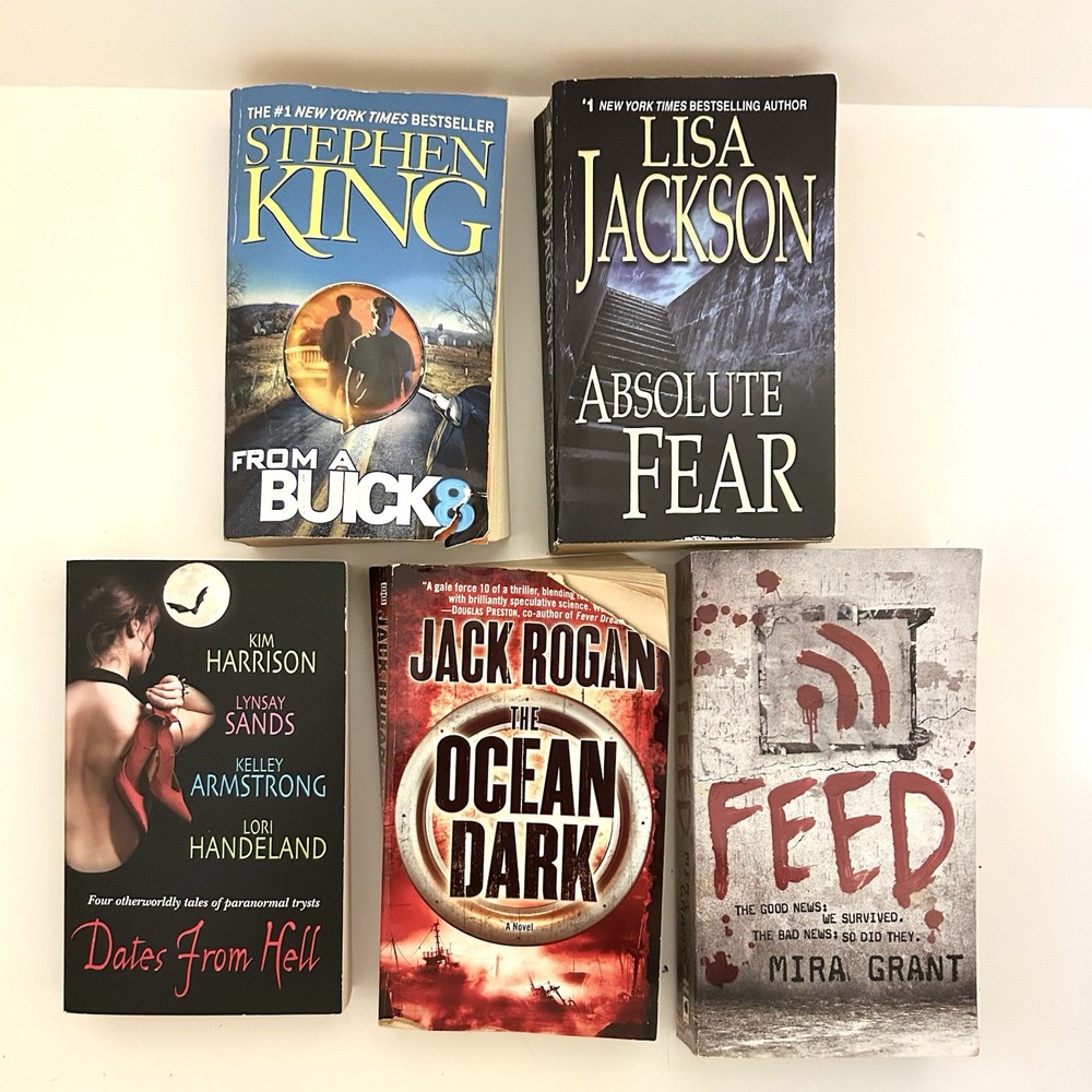 Horror Thriller Fiction Books, Lot Of 5, All By Different Authors, Paperbacks