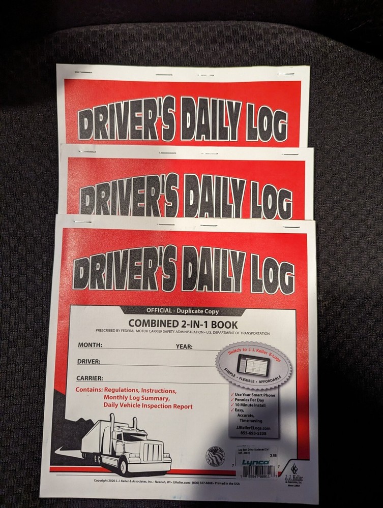 JJ KELLER 8541 – 2-In-1 Driver’s Daily Log Book w/Simplified DVIR, 2-Ply Carbon